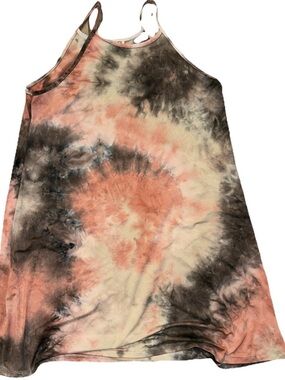 Wallflower Tie-Dye Halter Dress in Peach, Black, Cream